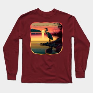 Heron at dusk Long Sleeve T-Shirt